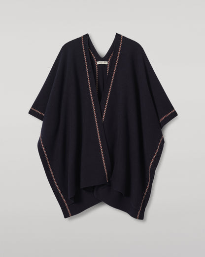 JOHNSTONS OF ELGIN WOMENS HAWK PONCHO NAVY 100% CASHMERE KAU05769Q25973O/S