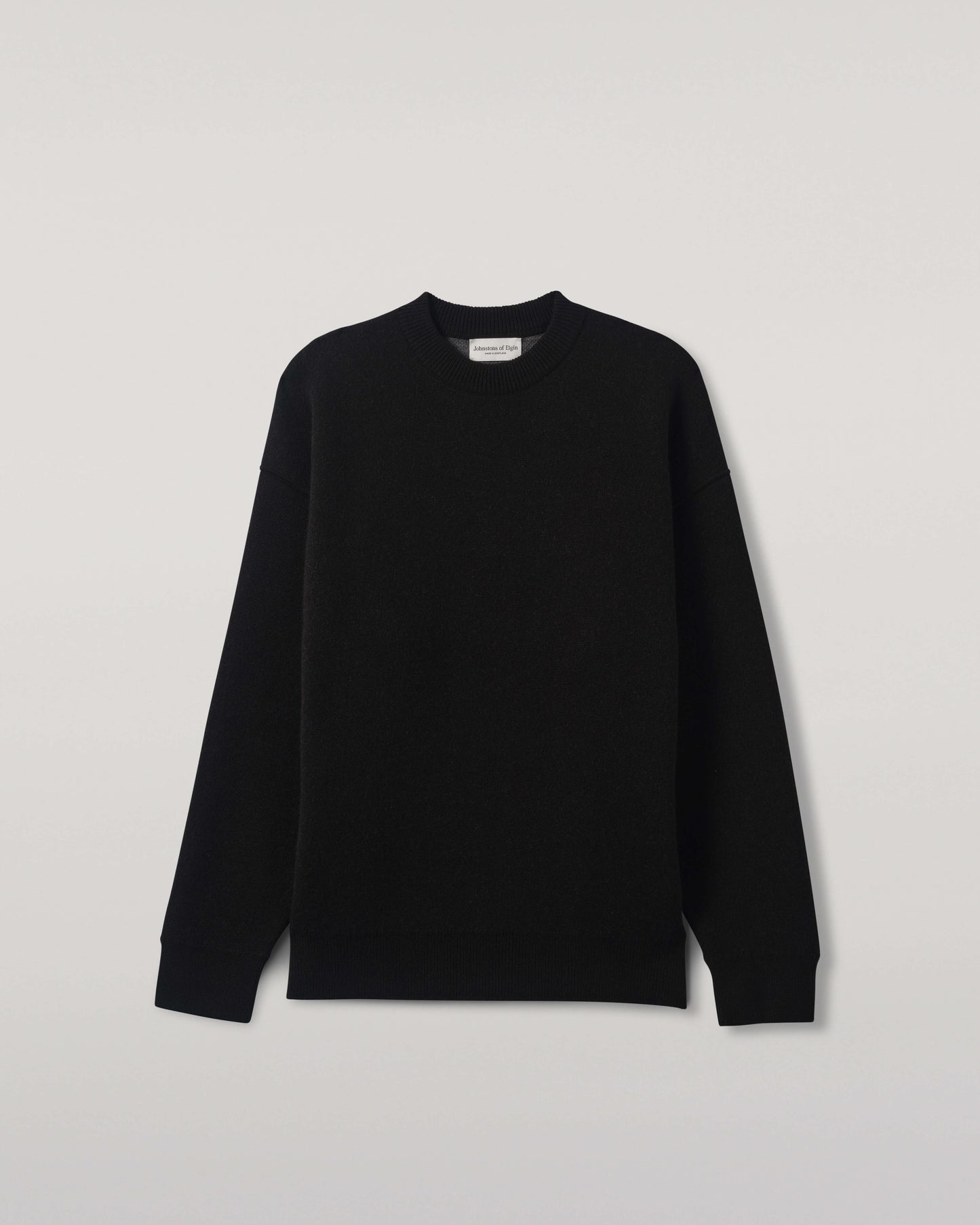 Johnstons of Elgin AW25 Men's Knitwear Iron & Black Double Faced Black Sweatshirt KBA01008Q25336