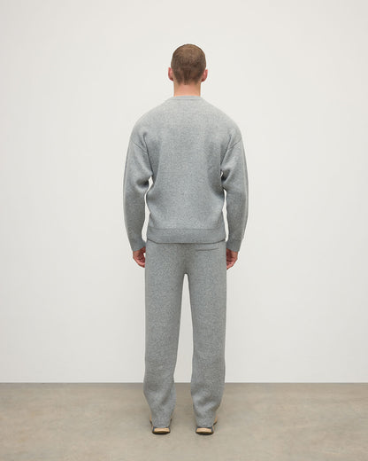 Johnstons of Elgin AW25 Men's Knitwear Light Grey & White Double Face Grey Sweatshirt KBA01008Q25324