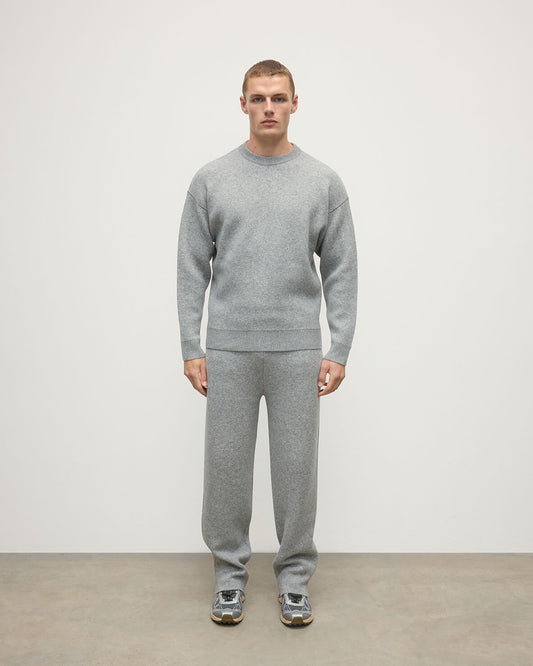 Johnstons of Elgin AW25 Men's Knitwear Light Grey & White Double Face Grey Sweatshirt KBA01008Q25324