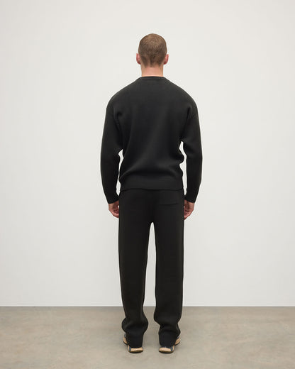 Johnstons of Elgin AW25 Men's Knitwear Black & Mid Grey Double Faced Grey Tapered Joggers KBA01024Q25323