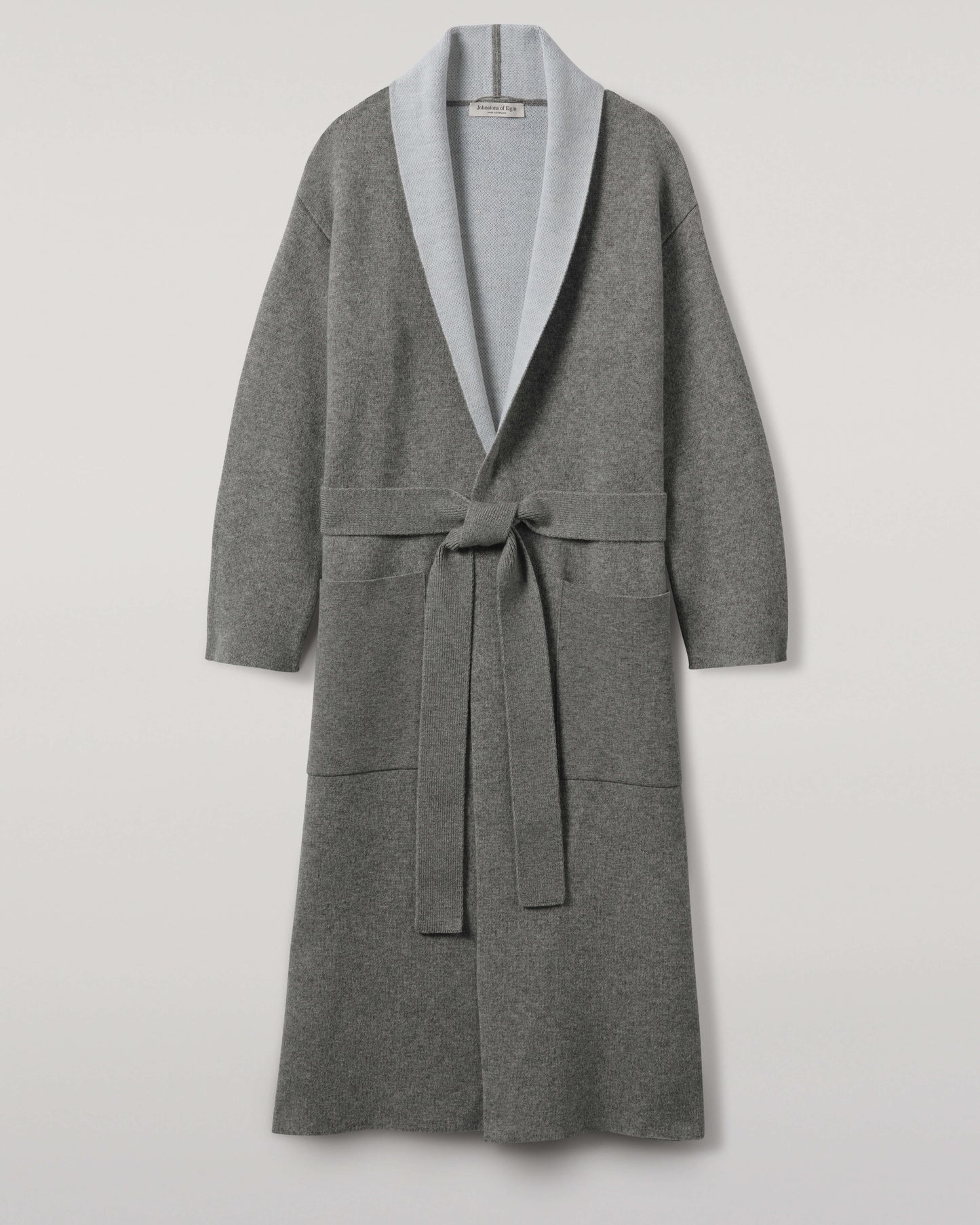 Johnstons of Elgin AW25 Women's Knitwear Light Grey & White Double-Face Grey Cashmere Cardigan KBA01021Q25324