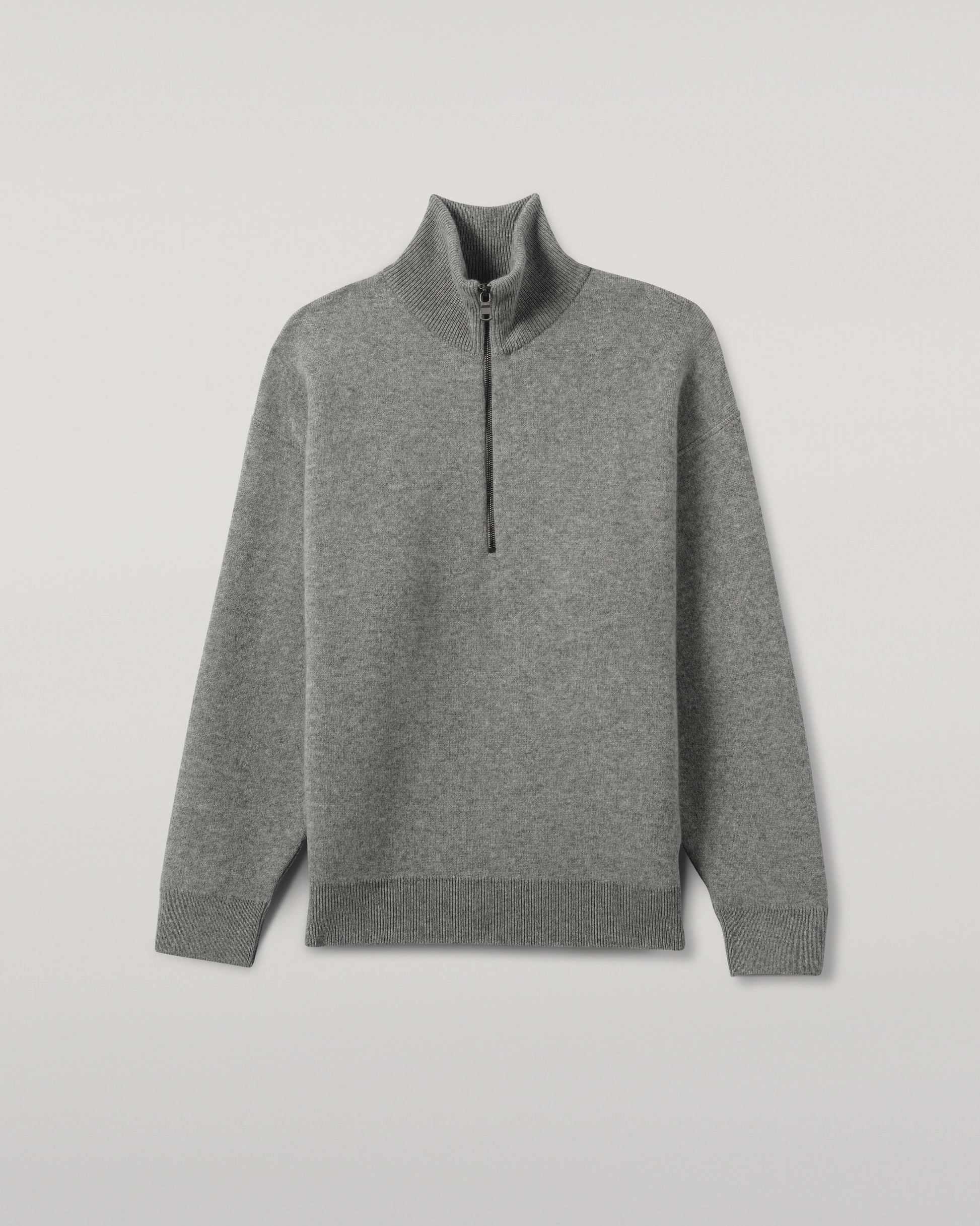 Johnstons of Elgin AW25 Men's Knitwear Light Grey & White Double Face Cashmere Grey Half Zip Jumper KBA01023Q25324