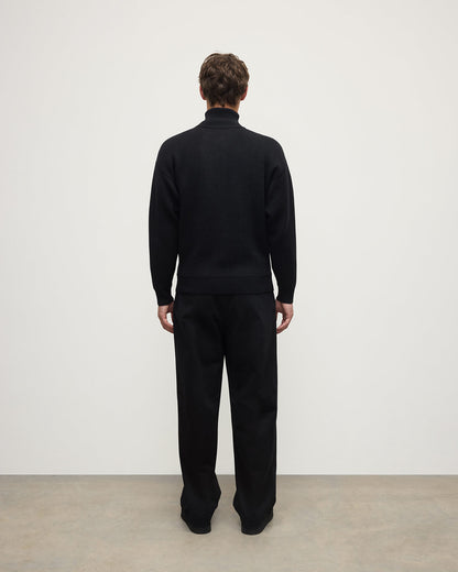 Johnstons of Elgin AW25 Men's Knitwear Iron & Black Double Face Cashmere Black Half Zip Jumper KBA01023Q25336