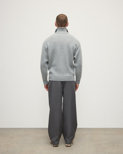 Johnstons of Elgin AW25 Men's Knitwear Light Grey & White Double Face Cashmere Grey Half Zip Jumper KBA01023Q25324