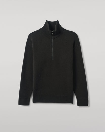 Johnstons of Elgin AW25 Men's Knitwear Black & Mid Grey Double Face Cashmere Grey Half Zip Jumper KBA01023Q25323