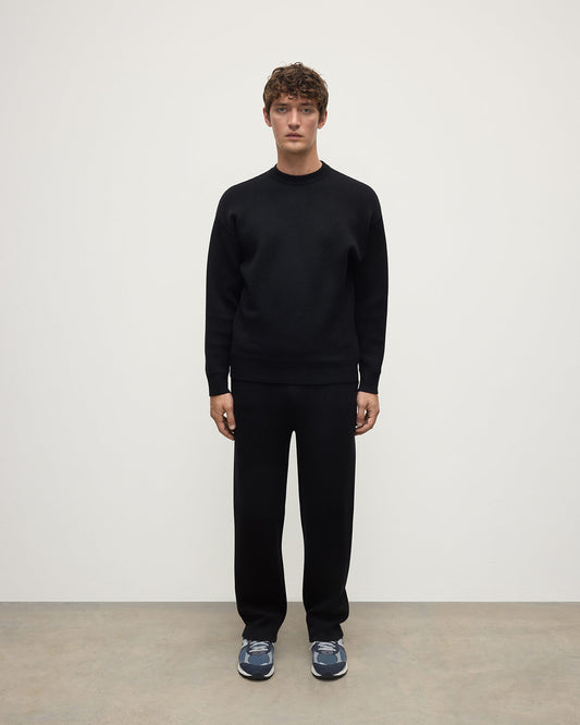 Johnstons of Elgin AW25 Men's Knitwear Iron & Black Double Faced Black Sweatshirt KBA01008Q25336