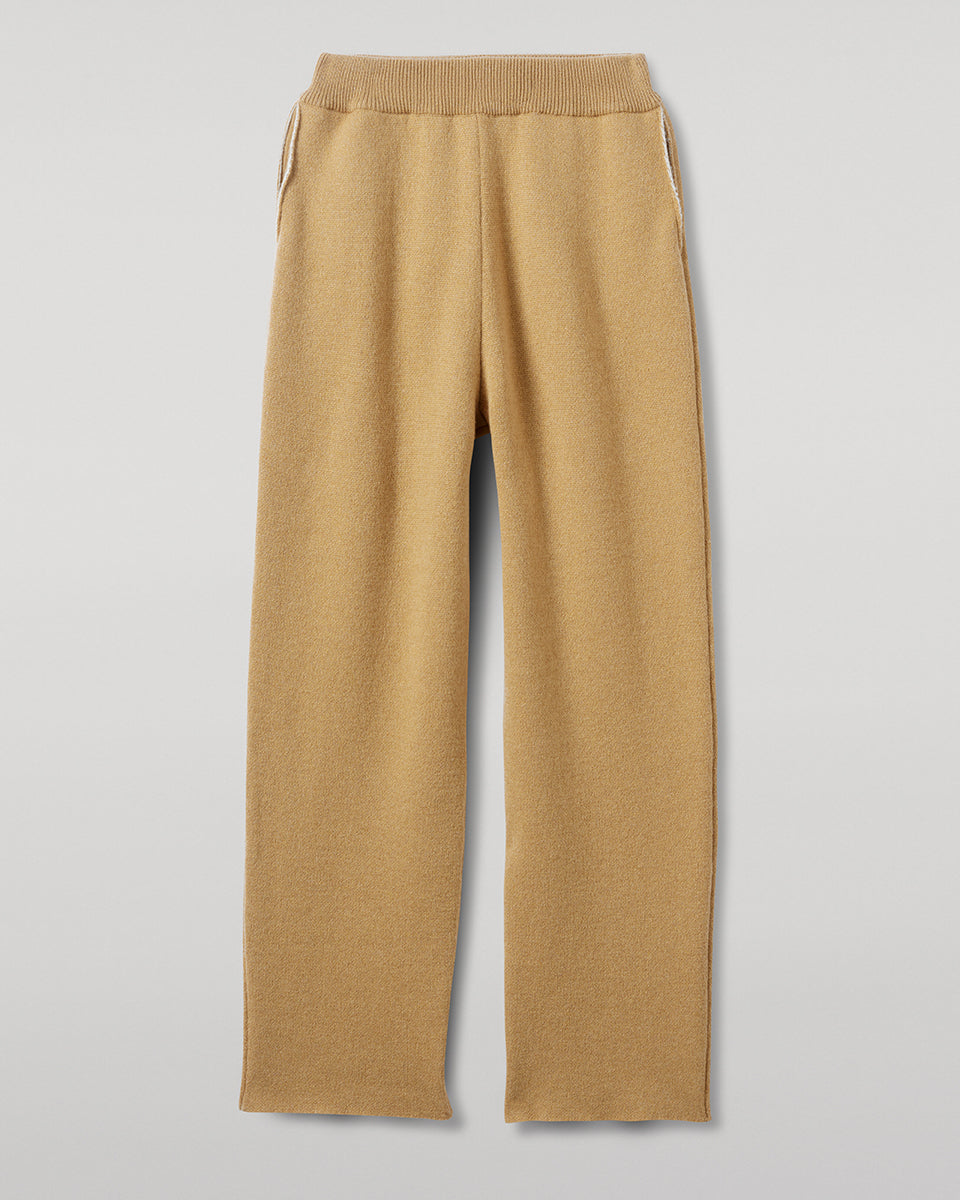 Johnstons of Elgin AW25 Women's Knitwear Camel & Natural Double-Face Camel Cashmere Joggers details KBA01036Q25325