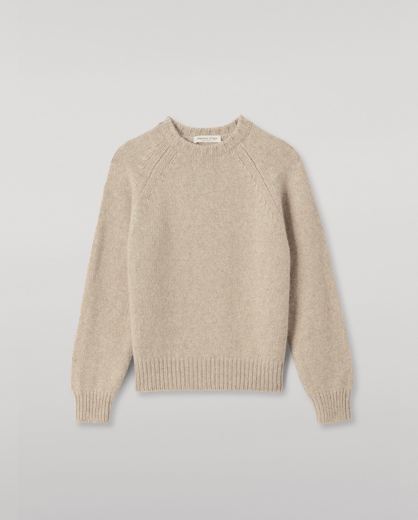 JOHNSTONS OF ELGIN WOMENS BAY CREW SWEATER NATURAL 78% CASHMERE 22% COTTON KBB01068HB4453
