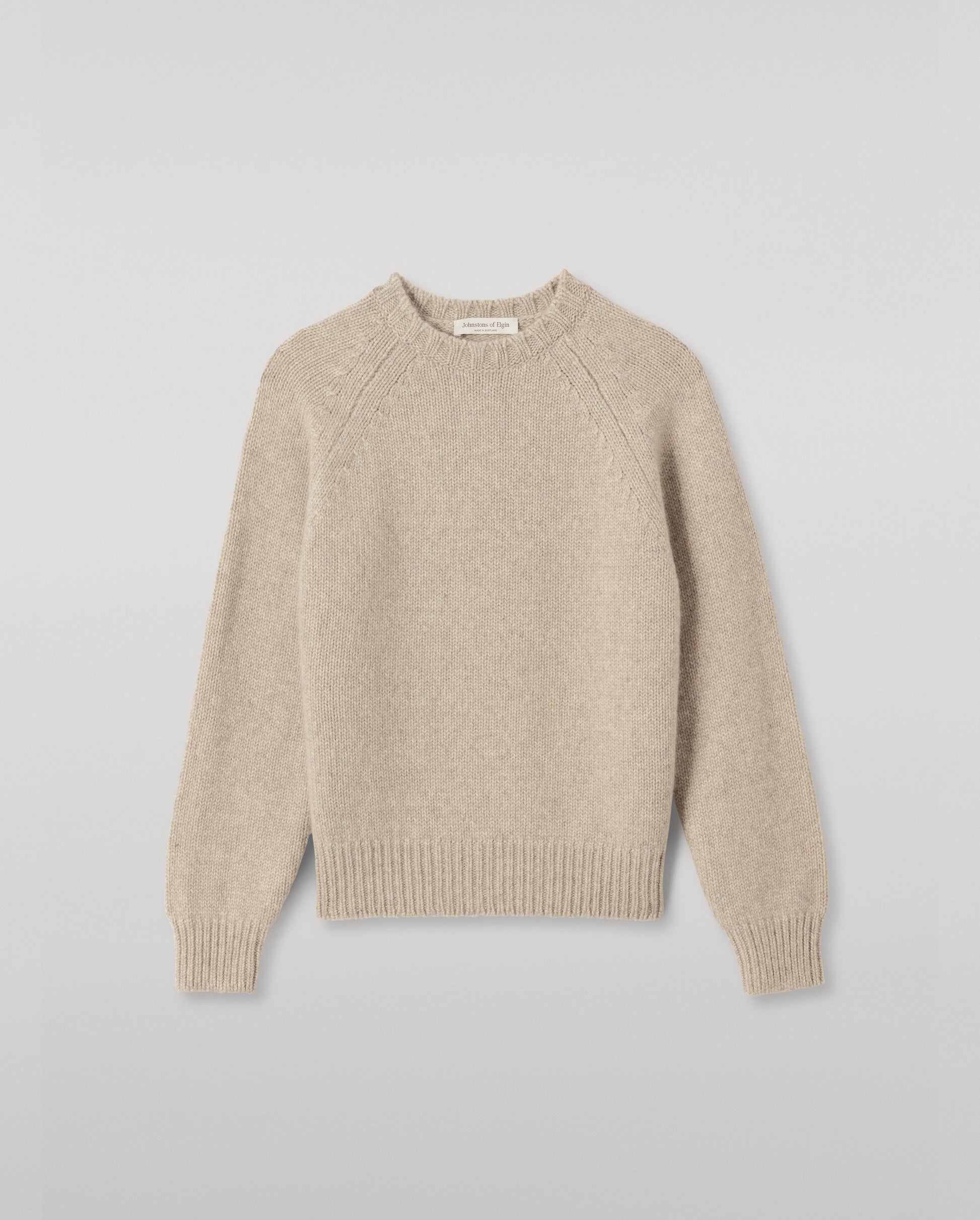 JOHNSTONS OF ELGIN WOMENS BAY CREW SWEATER NATURAL 78% CASHMERE 22% COTTON KBB01068HB4453