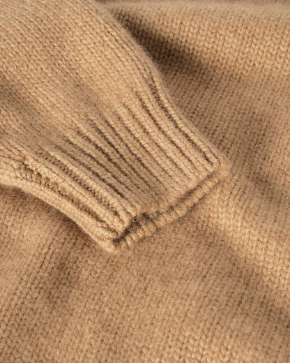 JOHNSTONS OF ELGIN BAY CREW SWEATER MARBLED CASHMERE RAGLAN ROUND NECK SWEATER CAMEL 78% CASHMERE, 22% COTTON  KBB01068SB4708