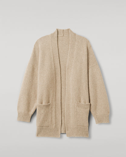 JOHNSTONS OF ELGIN WOMENS BAY SLOUCH CARDIGAN NATURAL 78% CASHMERE 22% COTTON KBB01069HB4453