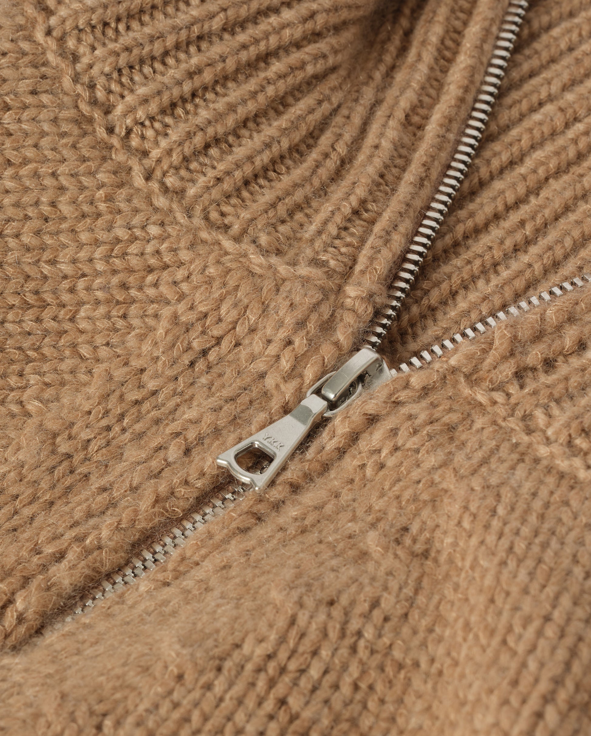 JOHNSTONS OF ELGIN MELLIS ZIP SHOULDER SWEATER MARBLED CASHMERE RAGLAN SHOULDER ZIP SWEATER CAMEL 78% CASHMERE, 22% COTTON KBB01094Q26352