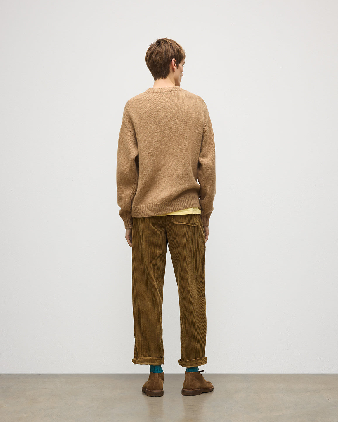JOHNSTONS OF ELGIN MURCHISON CREW SWEATER MARBLED CASHMERE CREW NECK SWEATER CAMEL 78% CASHMERE, 22% COTTON KBB01095SB4708