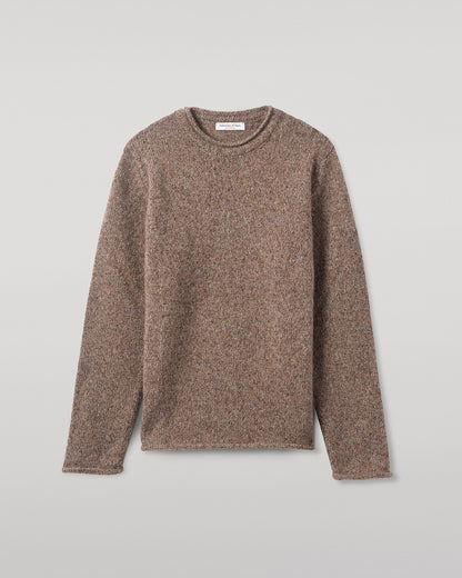 Johnstons of Elgin AW25 Men's Knitwear Molasses Mix Brushed Cashmere Silk Brown Jumper KBC01025HB4415
