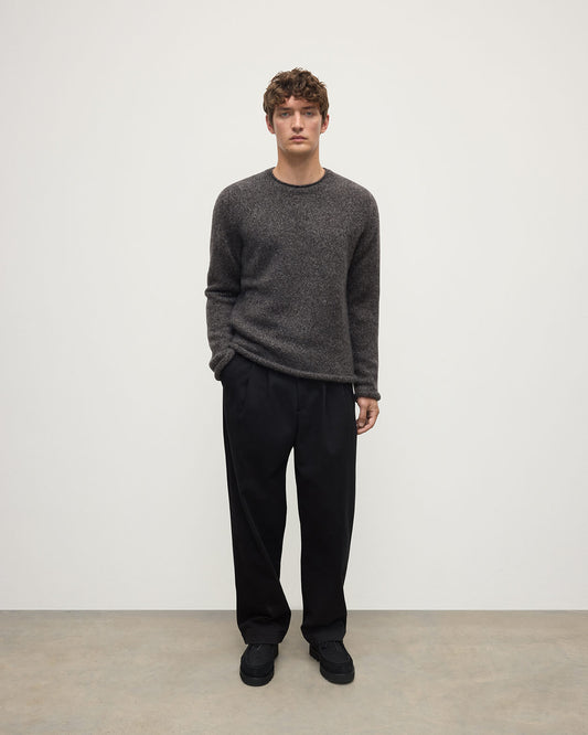 Johnstons of Elgin AW25 Men's Knitwear Charcoal Brushed Cashmere Silk Grey Jumper KBC01025HA7198
