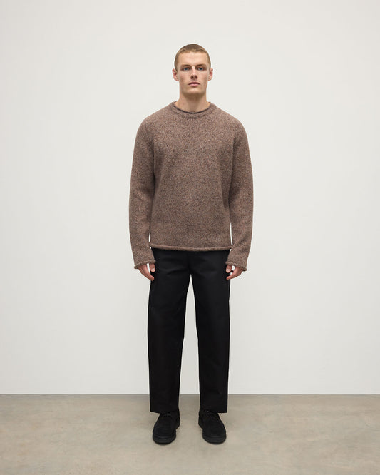 Johnstons of Elgin AW25 Men's Knitwear Molasses Mix Brushed Cashmere Silk Brown Jumper KBC01025HB4415