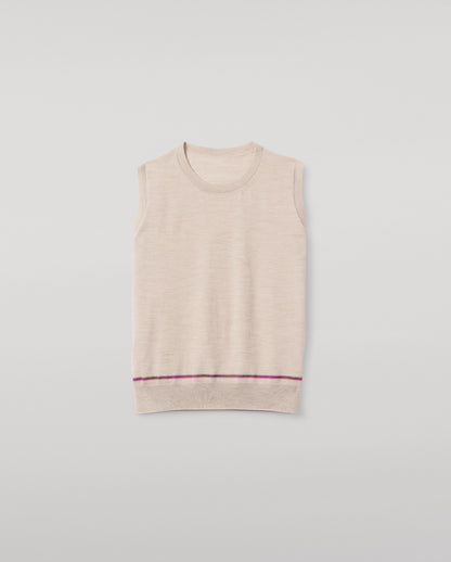 JOHNSTONS OF ELGIN WOMENS BRAE SLEEVELESS CREW NATURAL 100% MERINO WOOL KBI01064Q25967