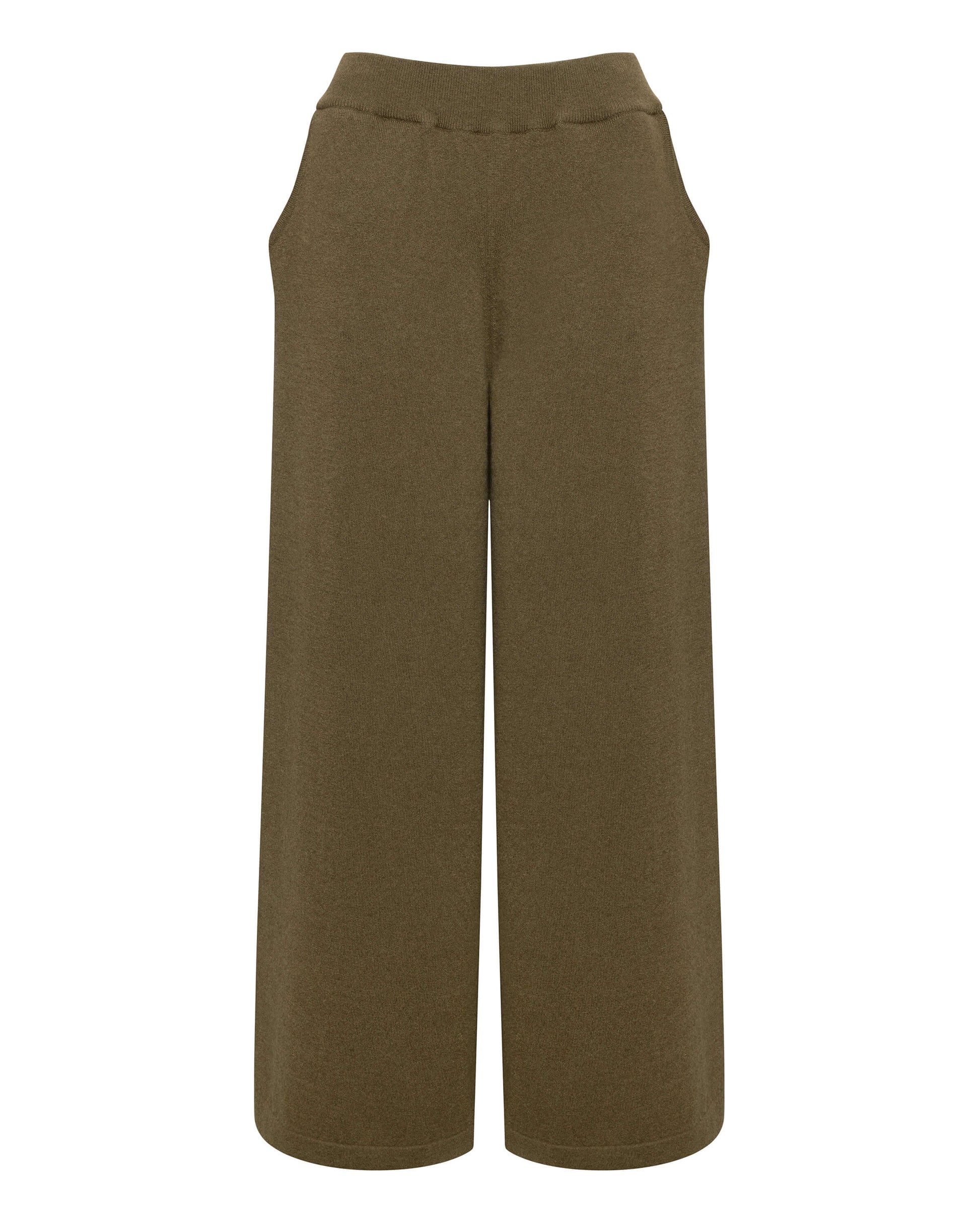 Johnstons of Elgin AW24 Women's Knitwear Olive Oversize Slouch Cashmere Trousers KBP00957SC4596