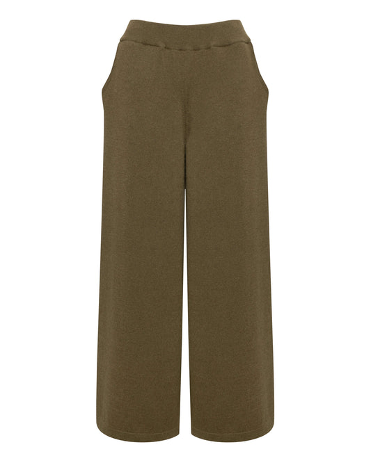 Johnstons of Elgin AW24 Women's Knitwear Olive Oversize Slouch Cashmere Trousers KBP00957SC4596
