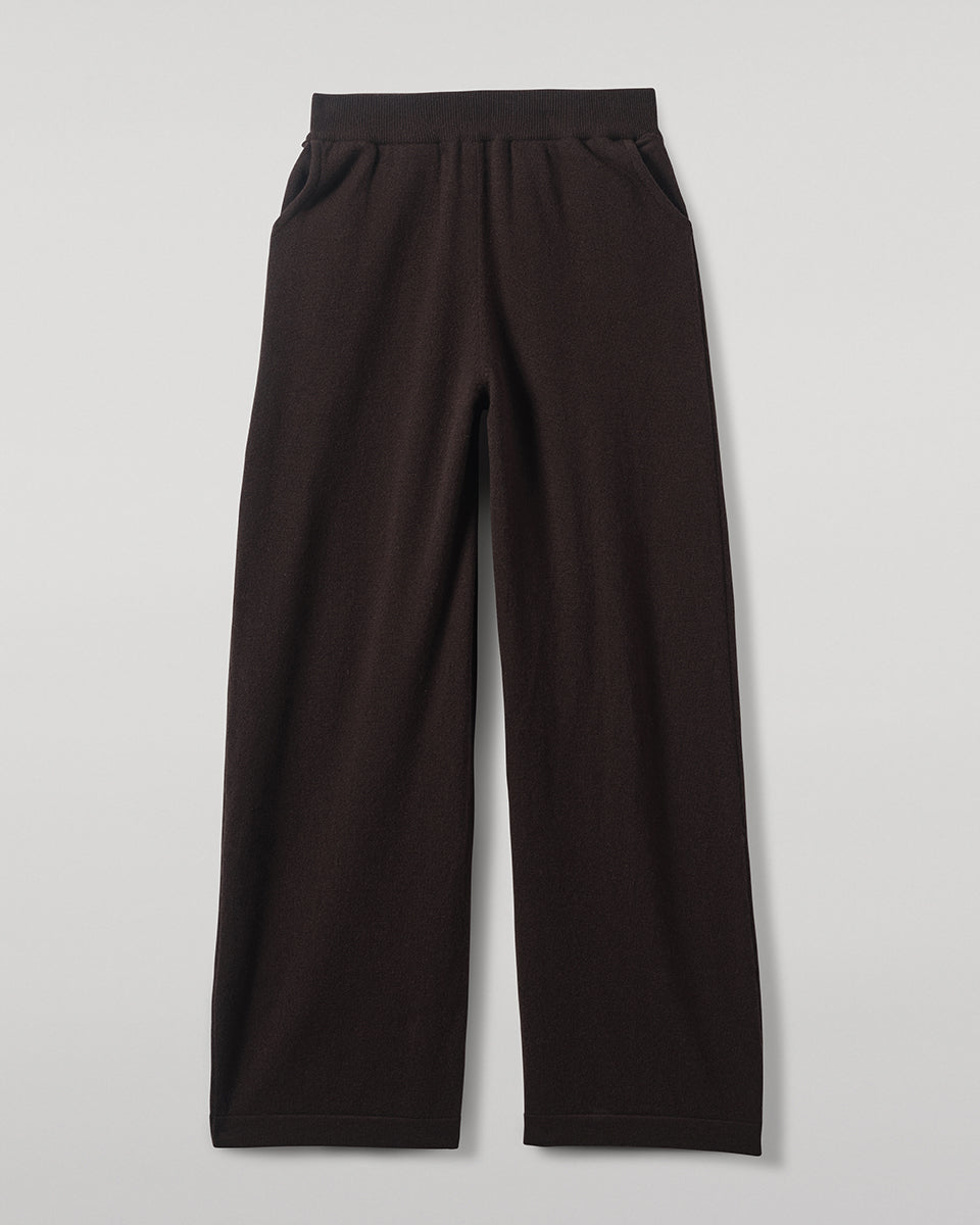 Johnstons of Elgin AW25 Women's Knitwear Molasses Wide Leg Brown Cashmere Trousers KBP00926SB7290