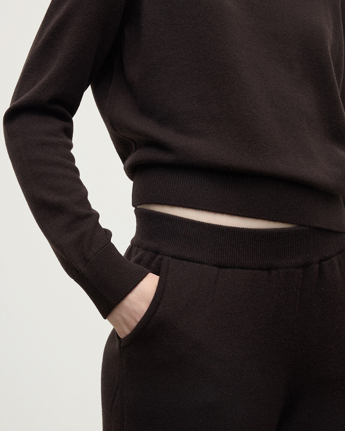 Johnstons of Elgin AW25 Women's Knitwear Molasses Wide Leg Brown Cashmere Trousers KBP00926SB7290