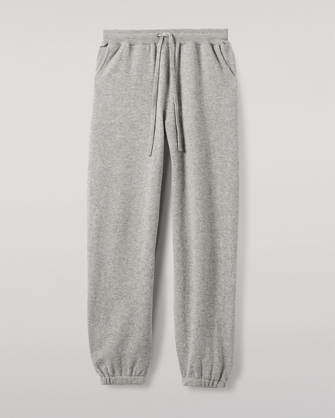 JOHNSTONS OF ELGIN MENS KIRK SWEATPANTS LIGHT GREY 97% CASHMERE 3% POLYESTER KBP00948HA0308