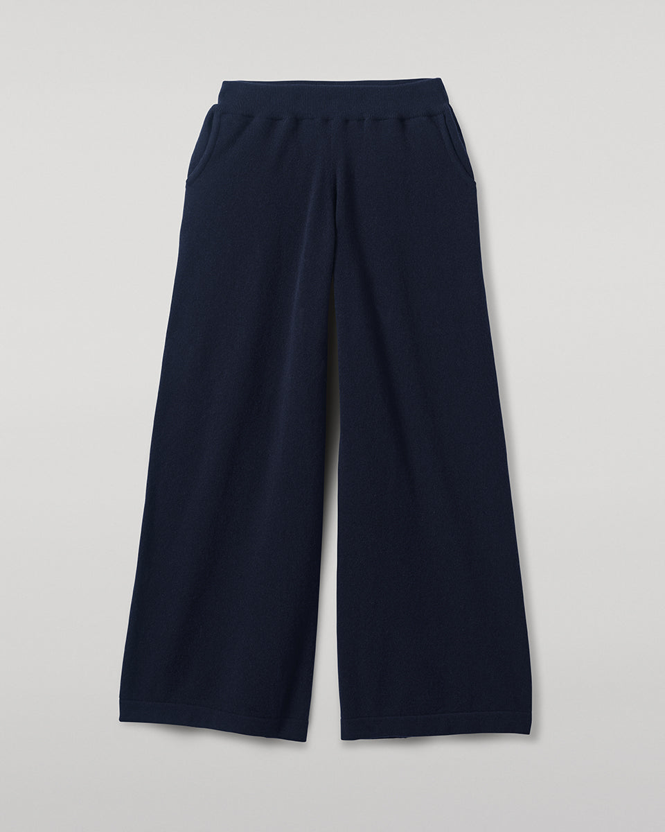 Johnstons of Elgin AW25 Women's Knitwear Dark Navy Slouchy Cashmere Trousers KBP00957SD7286