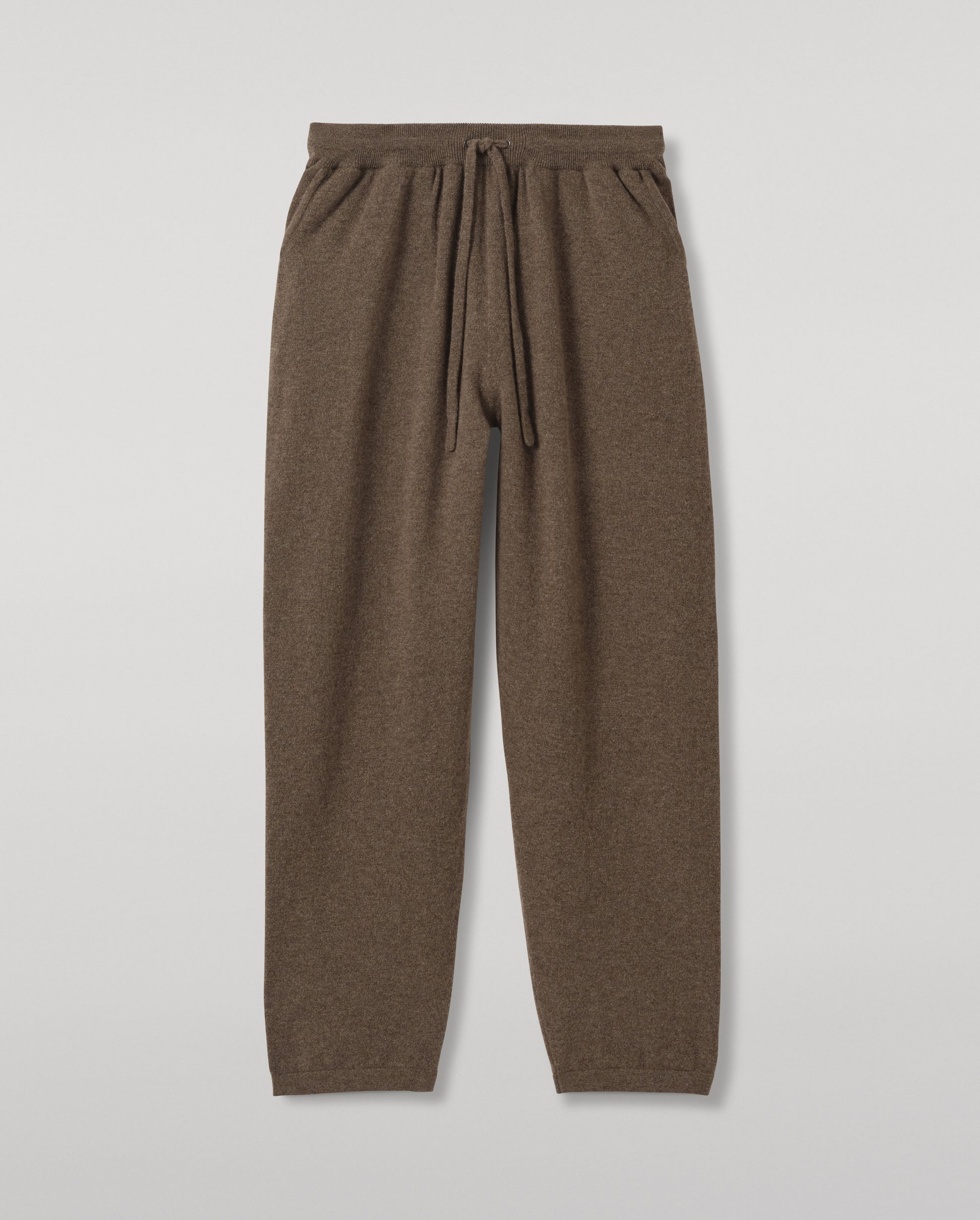 JOHNSTONS OF ELGIN LEWIS LOUNGE PANTS PERFORMANCE CASHMERE TAPERED JOGGERS - 2 PLY BROWN 97% CASHMERE, 3% POLYESTER KBP01124HB7128