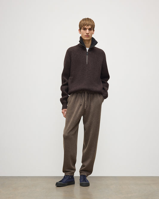 JOHNSTONS OF ELGIN LEWIS LOUNGE PANTS PERFORMANCE CASHMERE TAPERED JOGGERS - 2 PLY BROWN 97% CASHMERE, 3% POLYESTER KBP01124HB7128