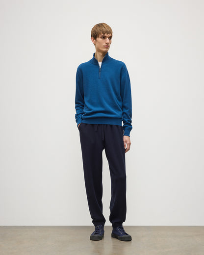 JOHNSTONS OF ELGIN LEWIS LOUNGE PANTS PERFORMANCE CASHMERE TAPERED JOGGERS - 2 PLY NAVY 97% CASHMERE, 3% POLYESTER KBP01124SD7666