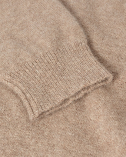 JOHNSTONS OF ELGIN BOYCE CREW SWEATER BRUSHED CASHMERE SILK ROUND NECK SWEATER BROWN 74% CASHMERE, 26% SILK KBP01127HB0293
