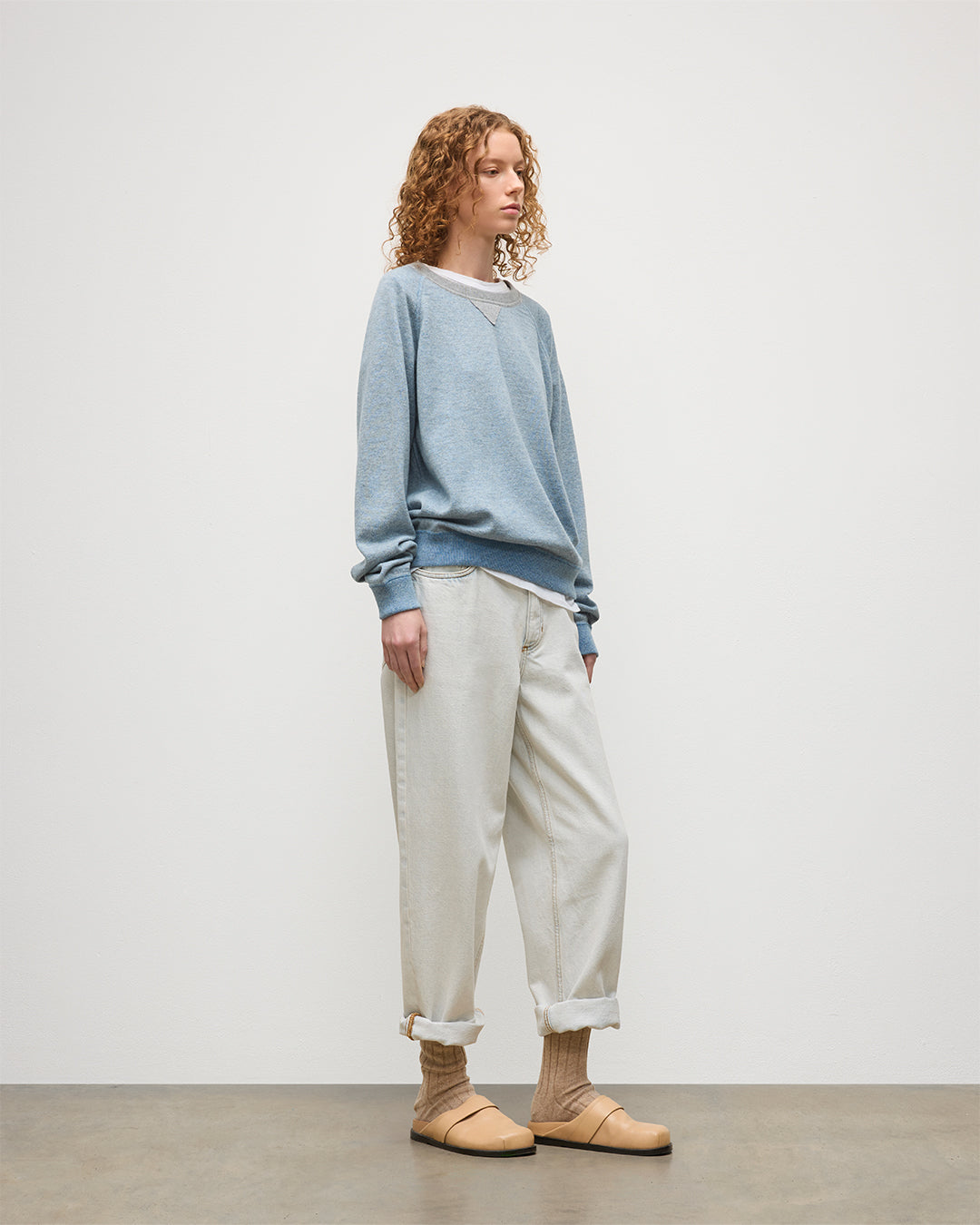 JOHNSTONS OF ELGIN BEACH SWEATSHIRT BLUE 100% CASHMERE UBU010655Q25952