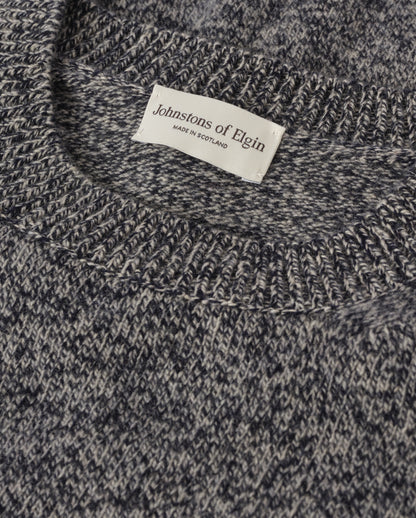 JOHNSTONS OF ELGIN CRAIGIE CREW SWEATER LAMBSWOOL CREW NECK SWEATER BLUE 100% LAMBSWOOL KDA00815HD7365