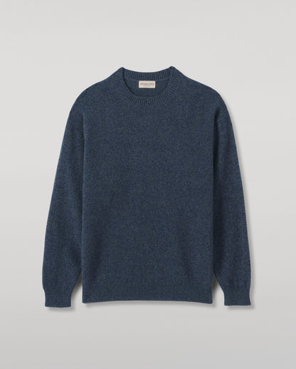 JOHNSTONS OF ELGIN CRAIGIE CREW SWEATER LAMBSWOOL CREW NECK SWEATER DARK BLUE 100% LAMBSWOOL KDA00815HA7243