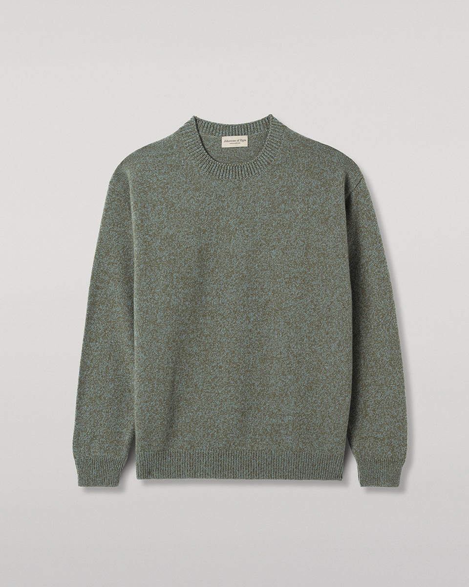 JOHNSTONS OF ELGIN CRAIGIE CREW SWEATER LAMBSWOOL CREW NECK SWEATER GREEN 100% LAMBSWOOL KDA00815HC4329