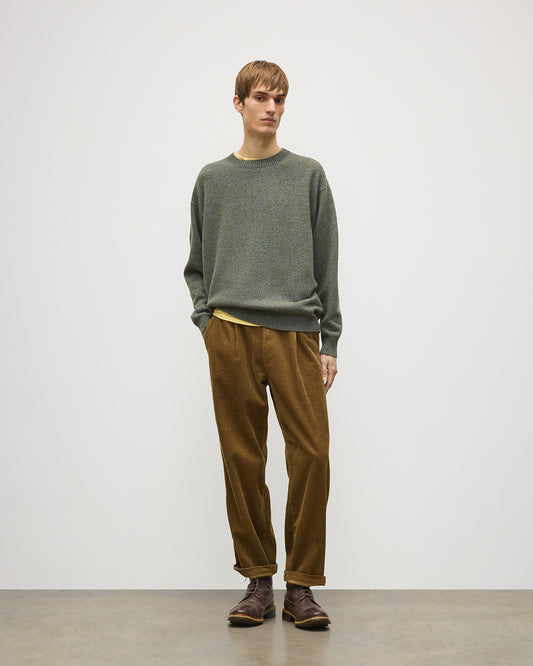 JOHNSTONS OF ELGIN CRAIGIE CREW SWEATER LAMBSWOOL CREW NECK SWEATER GREEN 100% LAMBSWOOL KDA00815HC4329
