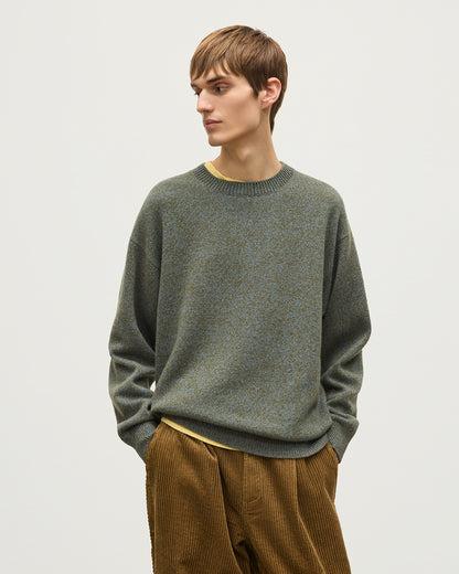 JOHNSTONS OF ELGIN CRAIGIE CREW SWEATER LAMBSWOOL CREW NECK SWEATER GREEN 100% LAMBSWOOL KDA00815HC4329