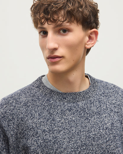 JOHNSTONS OF ELGIN CRAIGIE CREW SWEATER LAMBSWOOL CREW NECK SWEATER BLUE 100% LAMBSWOOL KDA00815HD7365