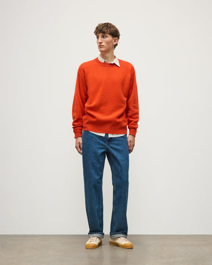 JOHNSTONS OF ELGIN CRAIGIE CREW SWEATER LAMBSWOOL CREW NECK SWEATER RED 100% LAMBSWOOL KDA00815HE4391