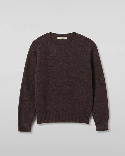 JOHNSTONS OF ELGIN BLYTH CREW SWEATER LAMBSWOOL ROUND NECK SADDLE SHOULDER SWEATER BROWN 100% LAMBSWOOL KDA00821HB7137