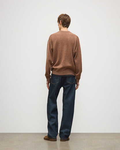 JOHNSTONS OF ELGIN RUSKY CREW SWEATER LAMBSWOOL ARGYLE CREW NECK SWEATER BROWN 100% LAMBSWOOL KDA00822JU1646