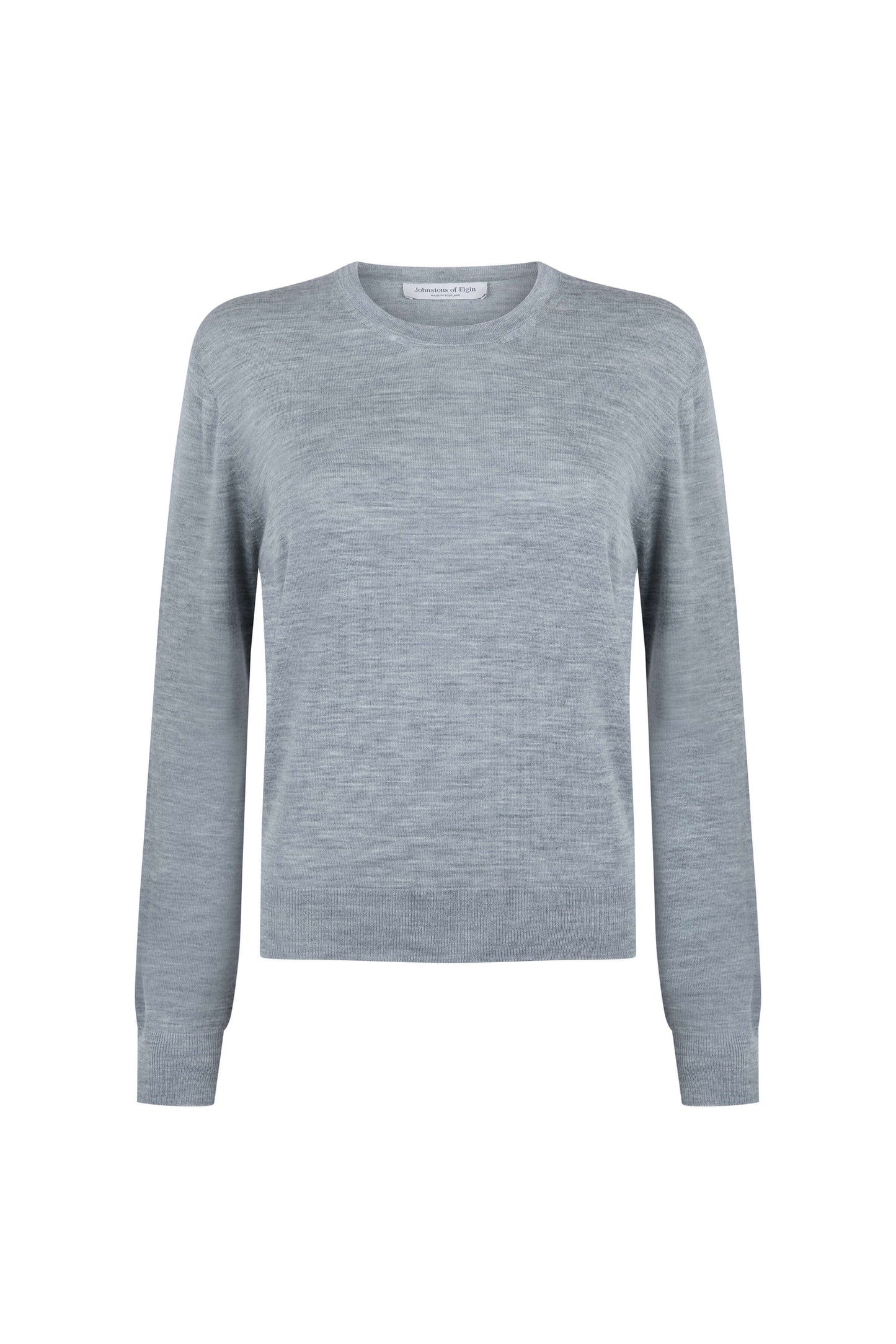 Johnstons of Elgin Womens Knitwear Light Grey Superfine Merino Round Neck KDI00681HA4183