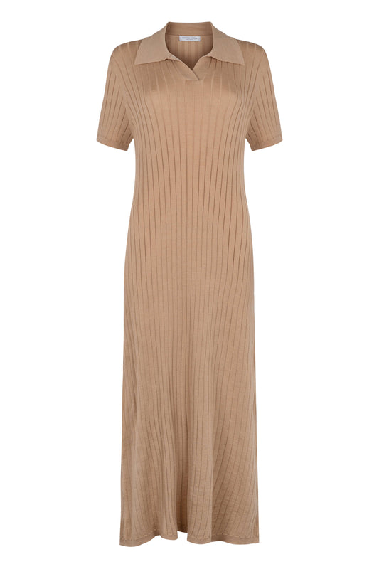 Superfine Merino Ribbed Poloshirt Dress