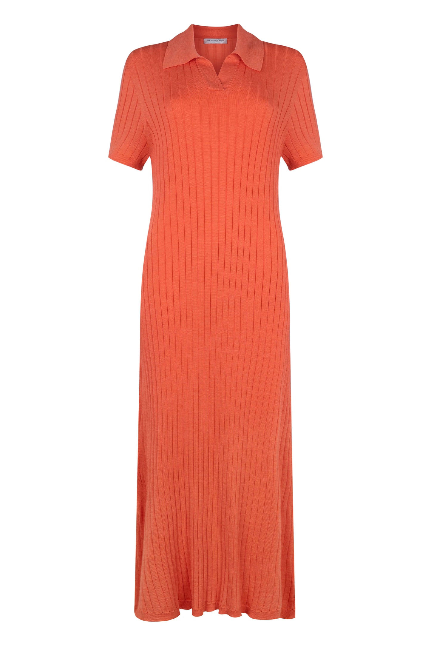Superfine Merino Ribbed Orange Polo Shirt Dress