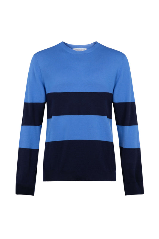 Colour Block Blue Merino Jumper