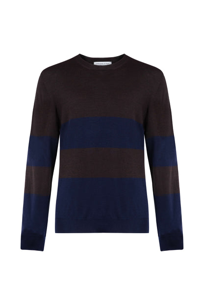 Colour Block Merino Dark Brown Jumper