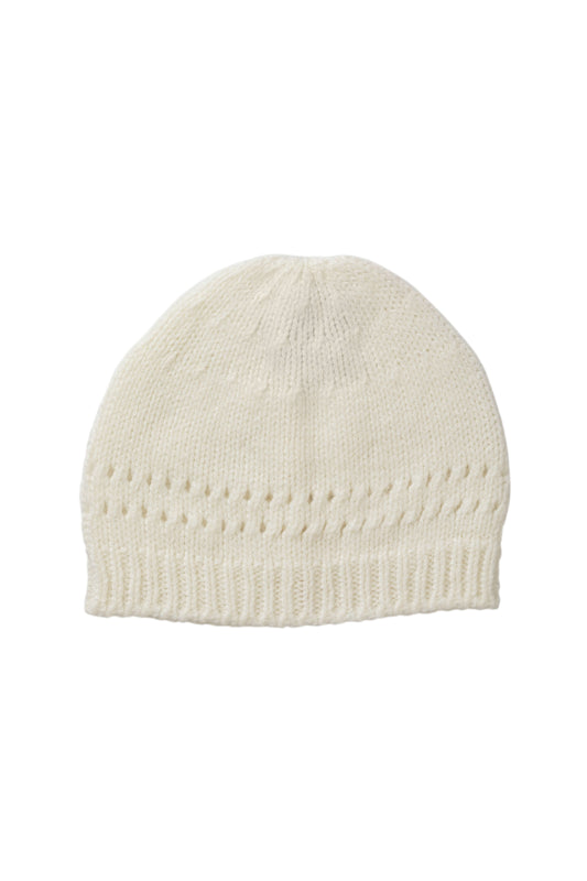 Johnstons of Elgin Baby Handknits Ecru Hand Knitted Cashmere Baby Beanie JA000132SA0132ONE