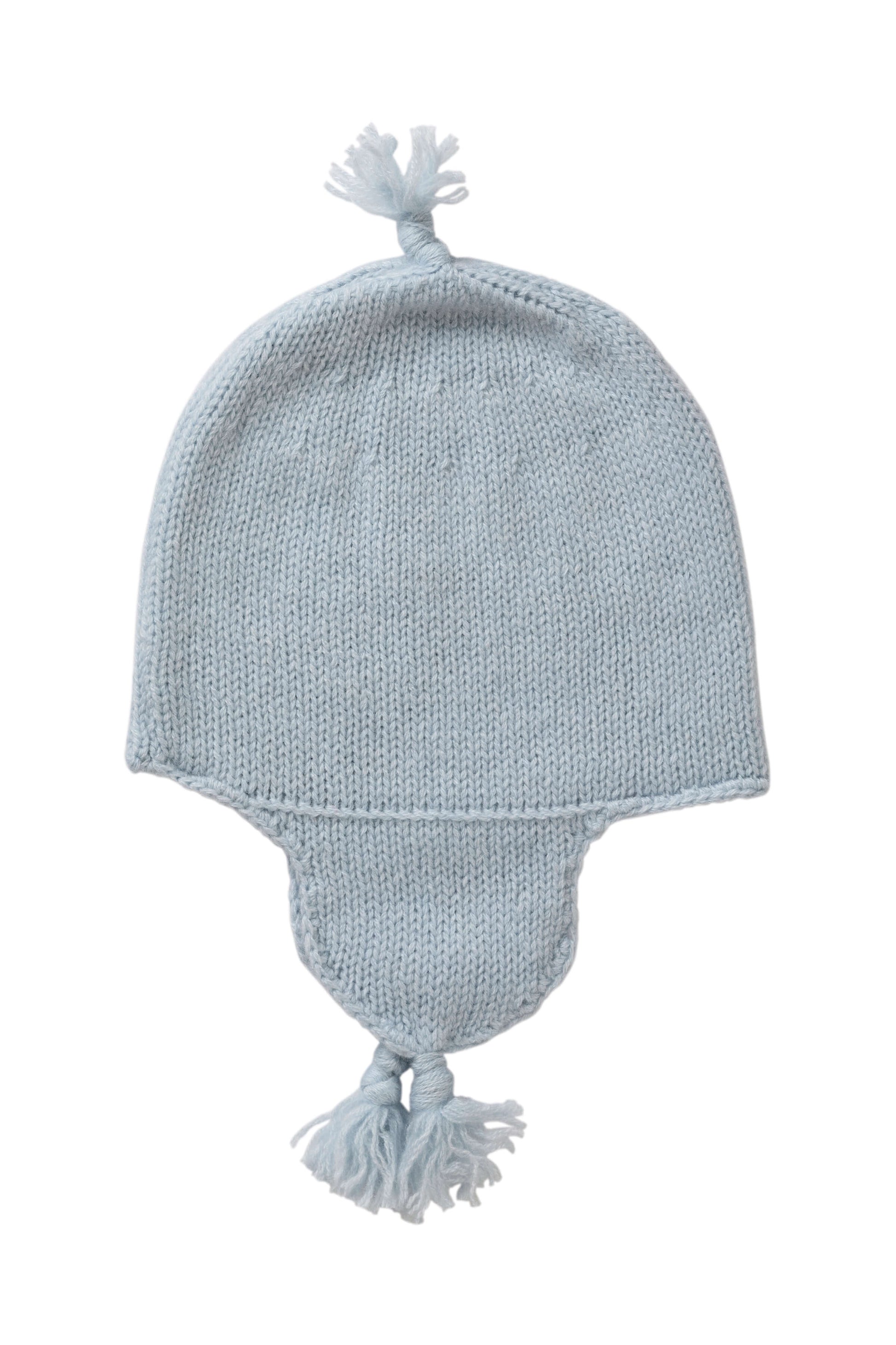 Johnstons of Elgin Baby Handknits Powder Blue Cashmere Baby Hat with Tassel AW21GIFTSET19C