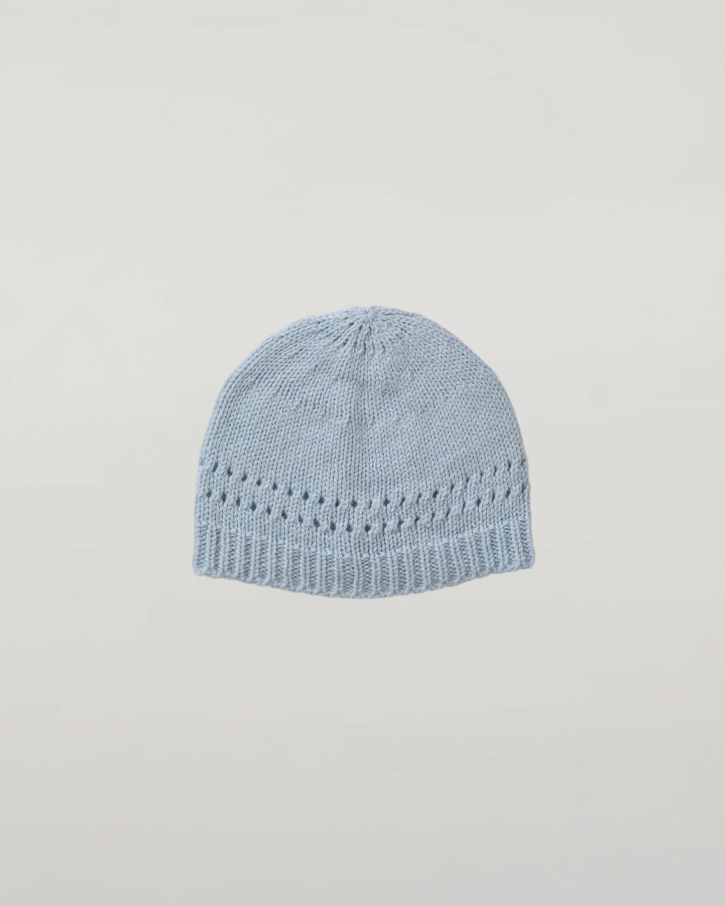 Johnstons of Elgin Baby Handknits Powder Blue Hand Knitted Cashmere Baby Beanie JA000132SD0167ONE